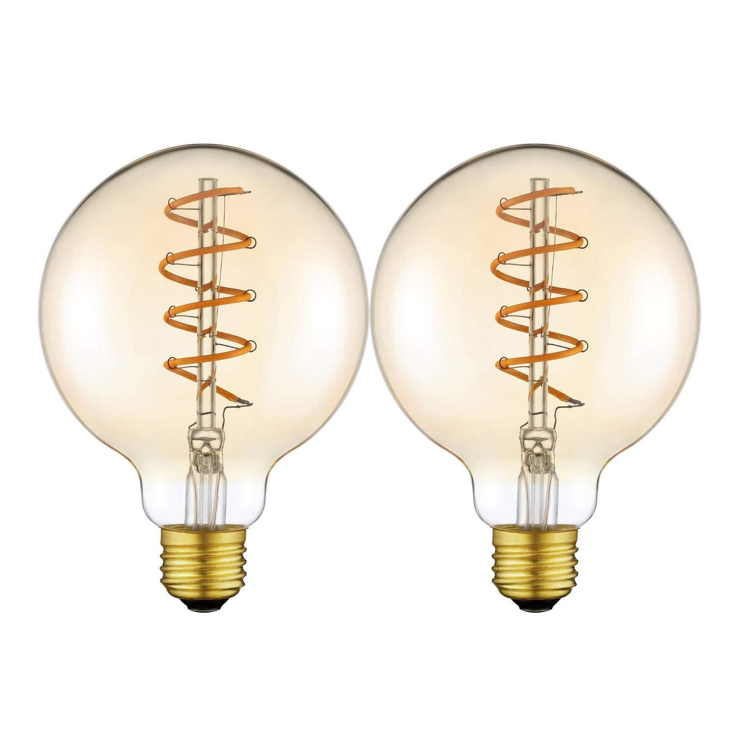 Vintage Edison LED Light Bulb Spiral Flexible LED Filament Bulb E26 Base Dimmable Warm White 2200K 4W Equivalent 25W, Amber (G80 2 Pack)