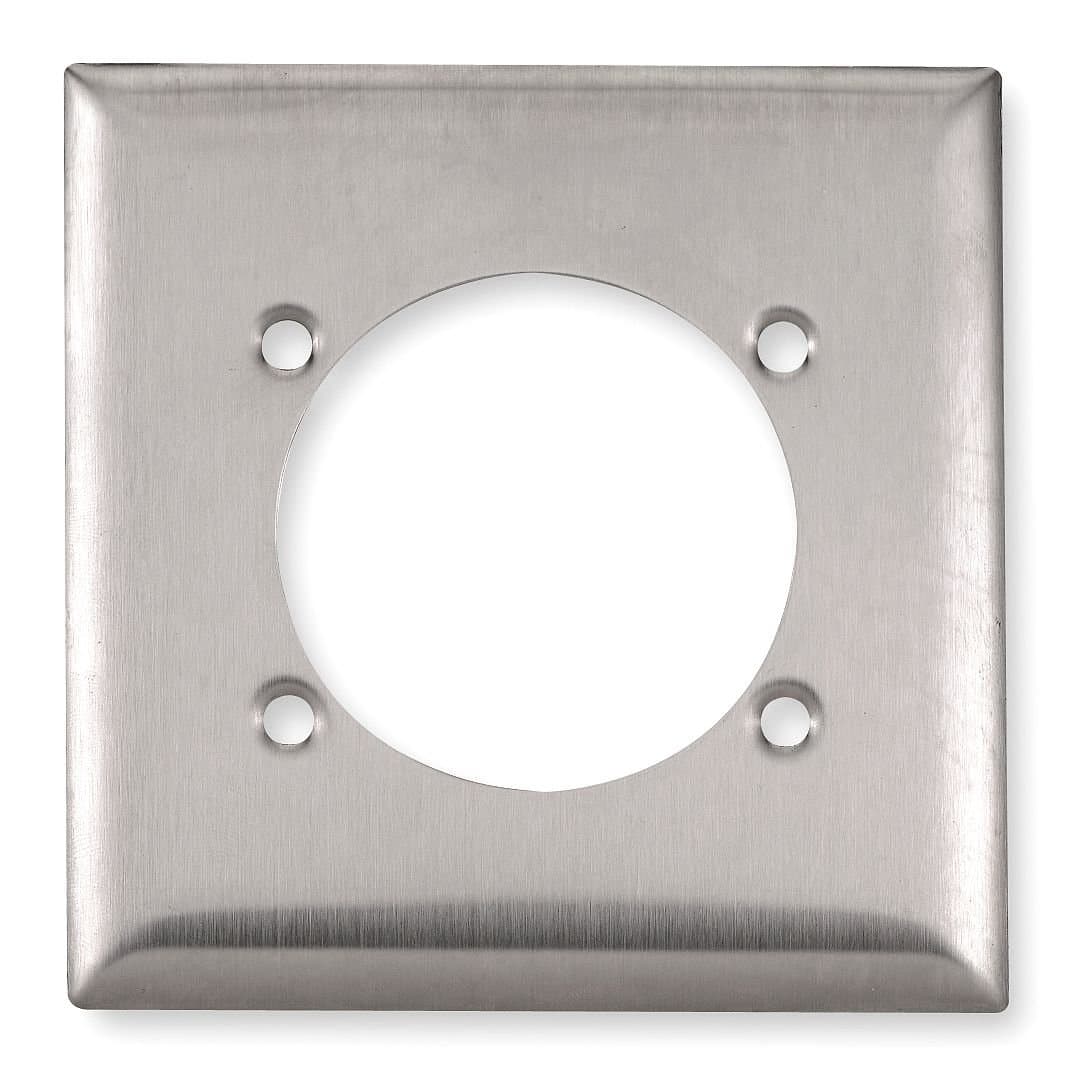 313292 SS701 302/304 Stainless Steel 1-Single Receptacle Wall Plate, 2 Gang, 2-31/64" Hole Diameter, 4-19/32" Width x 4-1/2" Height x 1/32" Thick