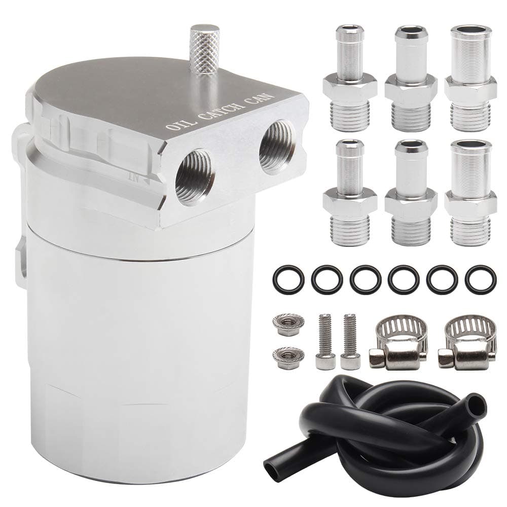 Universal Oil Catch Can Tank Polish Baffled Reservoir Aluminum Car Truck Engine 300ml Silver