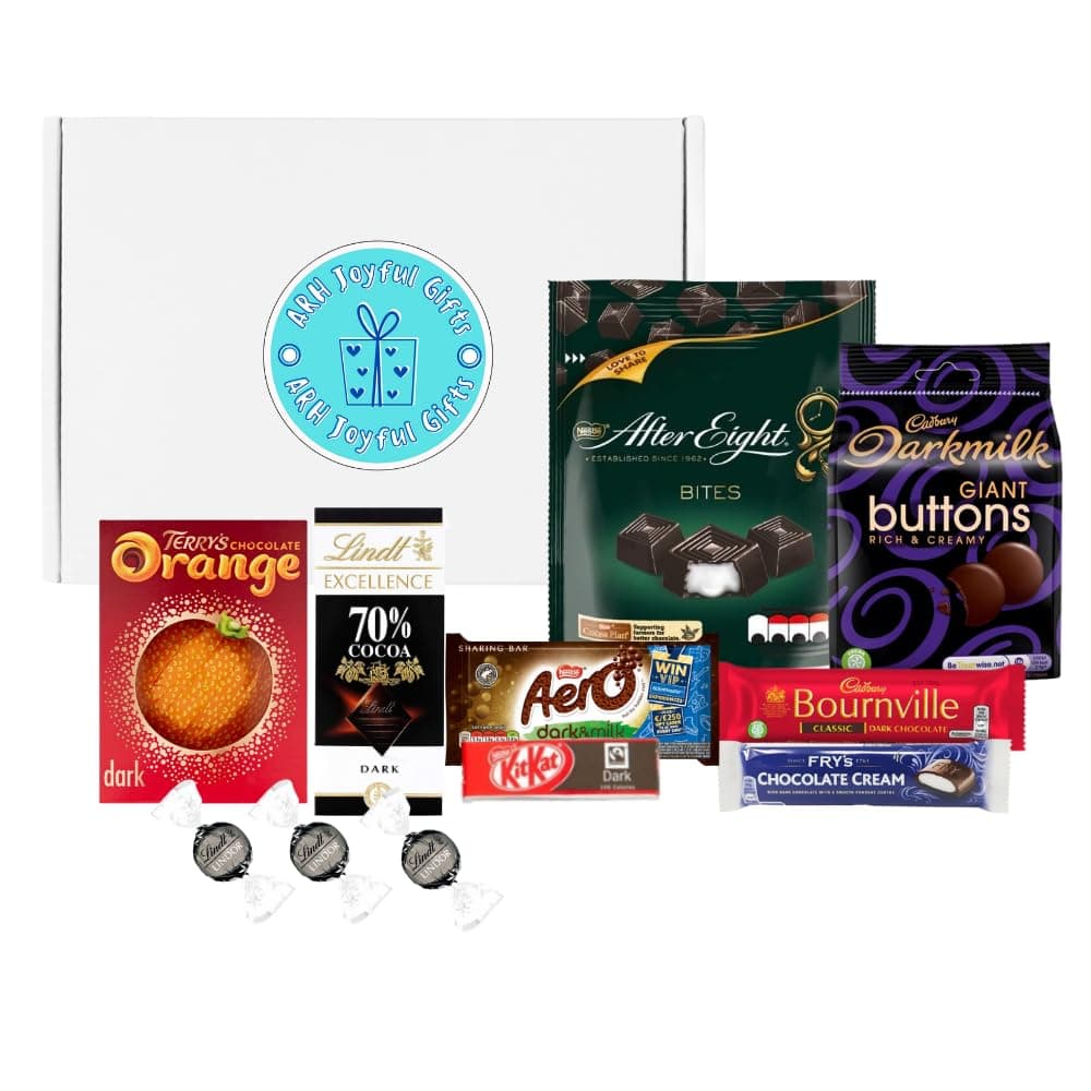 Medium Dark Chocolate Chocolate Hamper With Frys, Lind Balls and Bar, Aero, After Eights, Terry's Chocolate Orange, Kit Kat, Cadburys Bournville and Buttons
