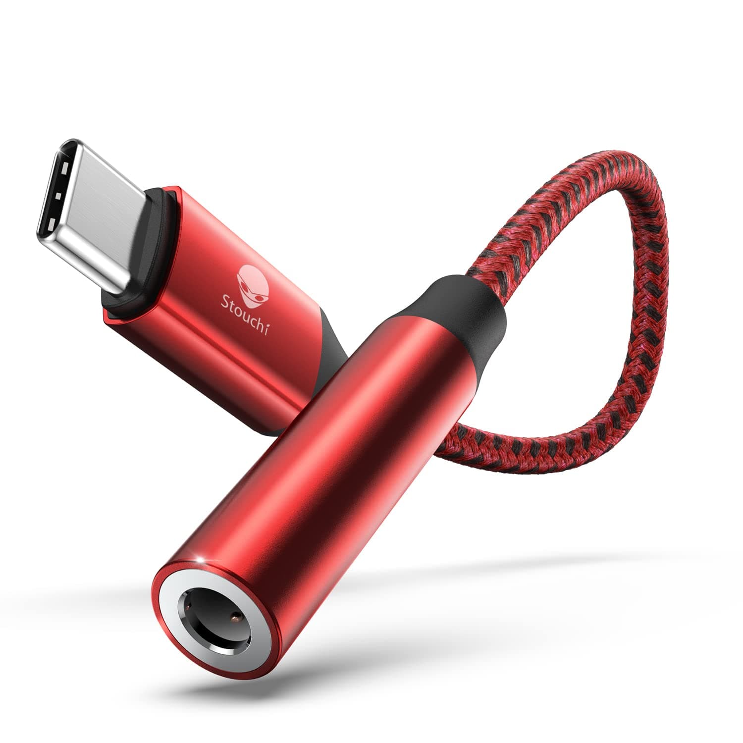 Stouchi USB C to 3.5mm Female Adapter, Type C Headphone Audio Jack Cable Cord Hi-Fi Dongle for iPhone 17/16 /15, Pixel 9/8 /7/6, iPad, Samsung Galaxy S25 S24 S23 Ultra - RedGlobal Recycled StandardGlobal Recycled StandardGlobal Recycled Standard