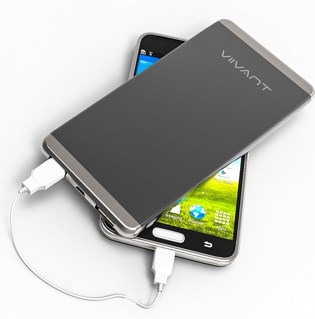 Portable Charger | 5000mAh | Slim, Lightweight and Fast | Dual 2.4A | Android iPad iPhone etc. | Aluminum (Grey)