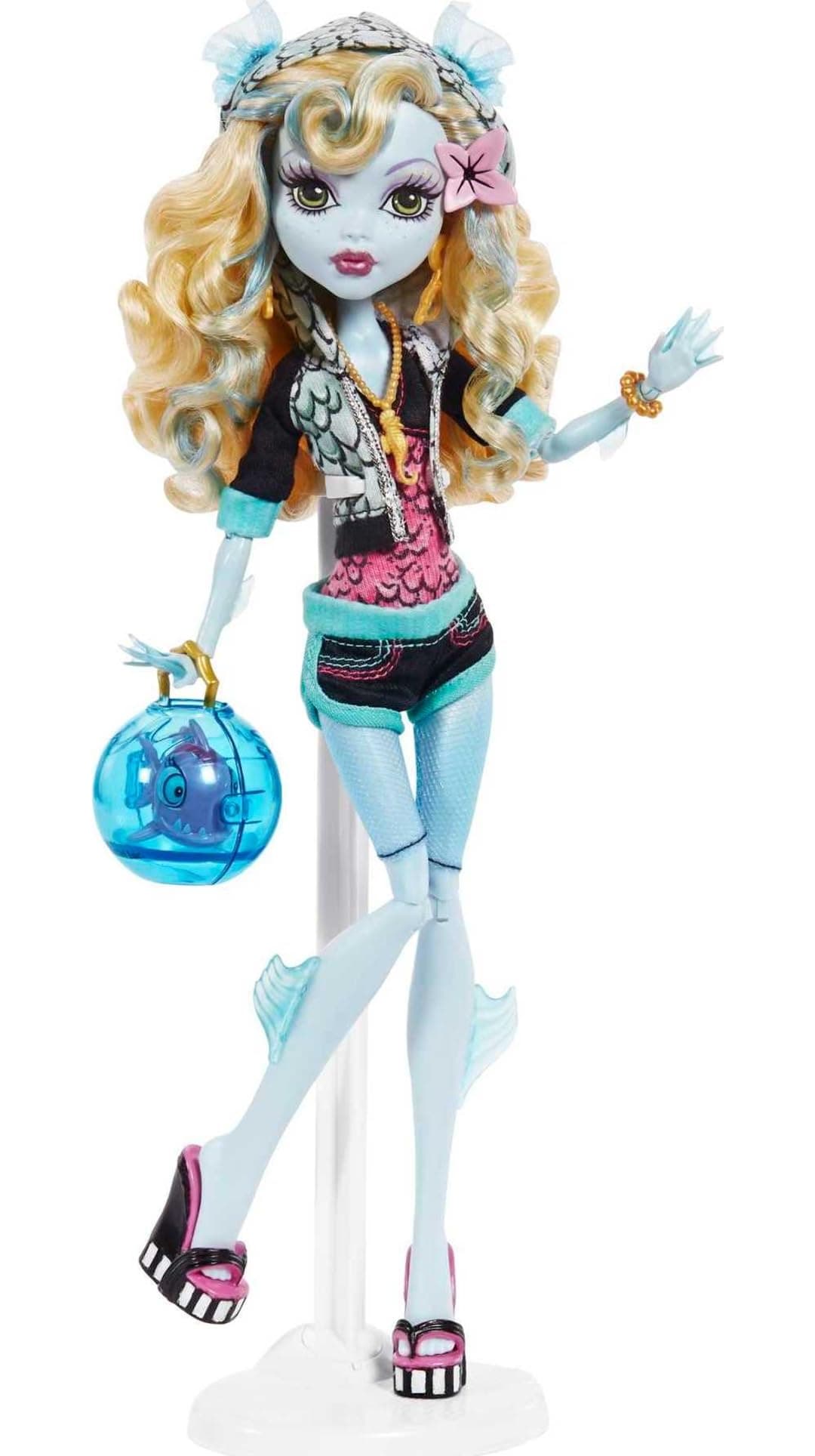 Monster High Lagoona Blue Reproduction Doll (10.5 in) Wearing Original Fashion & Shoes, with Pet, Doll Stand & Accessories, Gift for Collectors