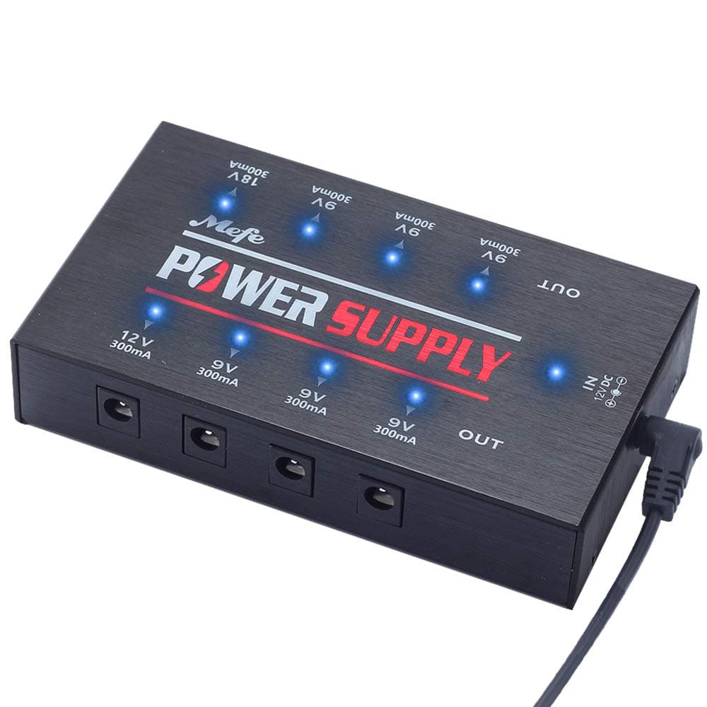 Truly Isolated Pedals Power Supply, Mefe MP-2 Guitar Effect High Current DC 8 Truly Isolated Output for 9V/12V/18V Effect Pedals