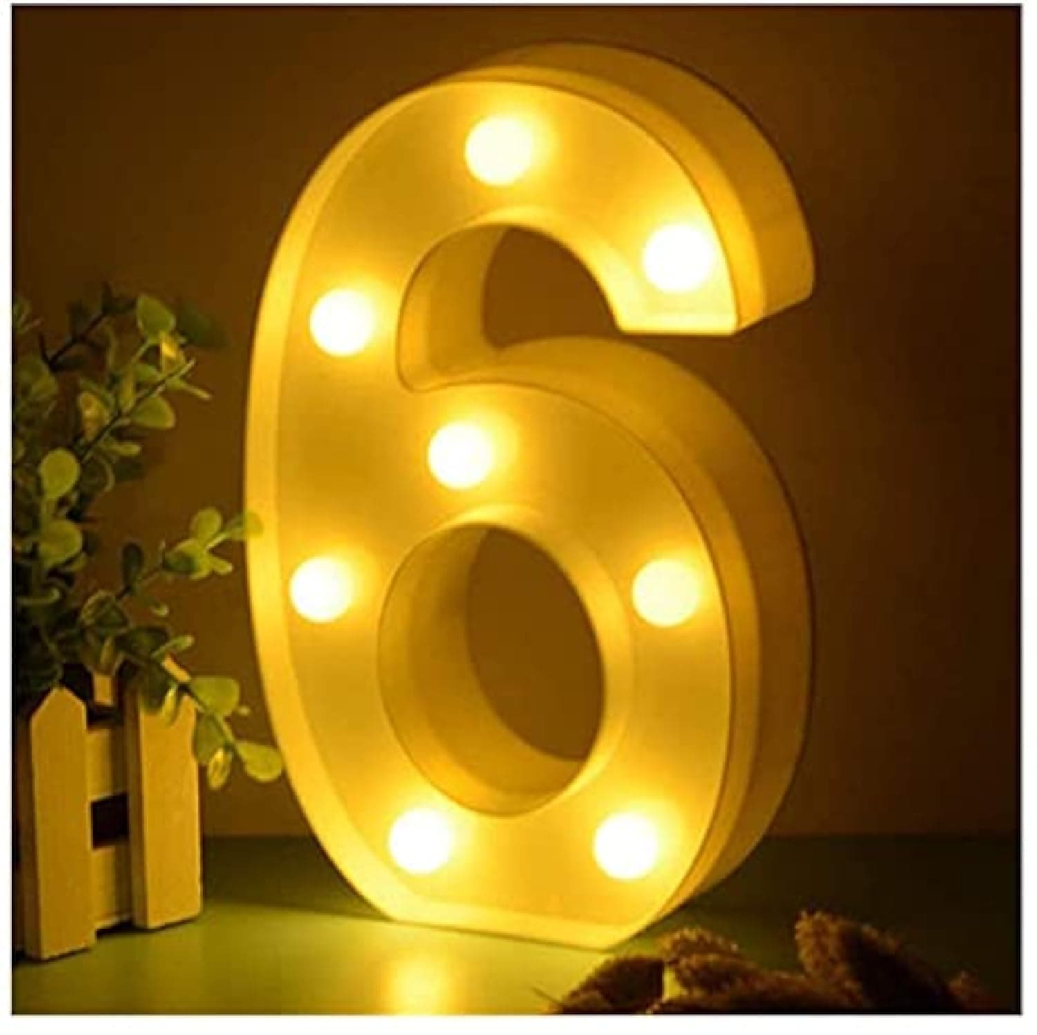 Balloonistics LED Marquee Number Light Sign for Birthday Party Family Wedding Decor Walls Hanging (Number 6)