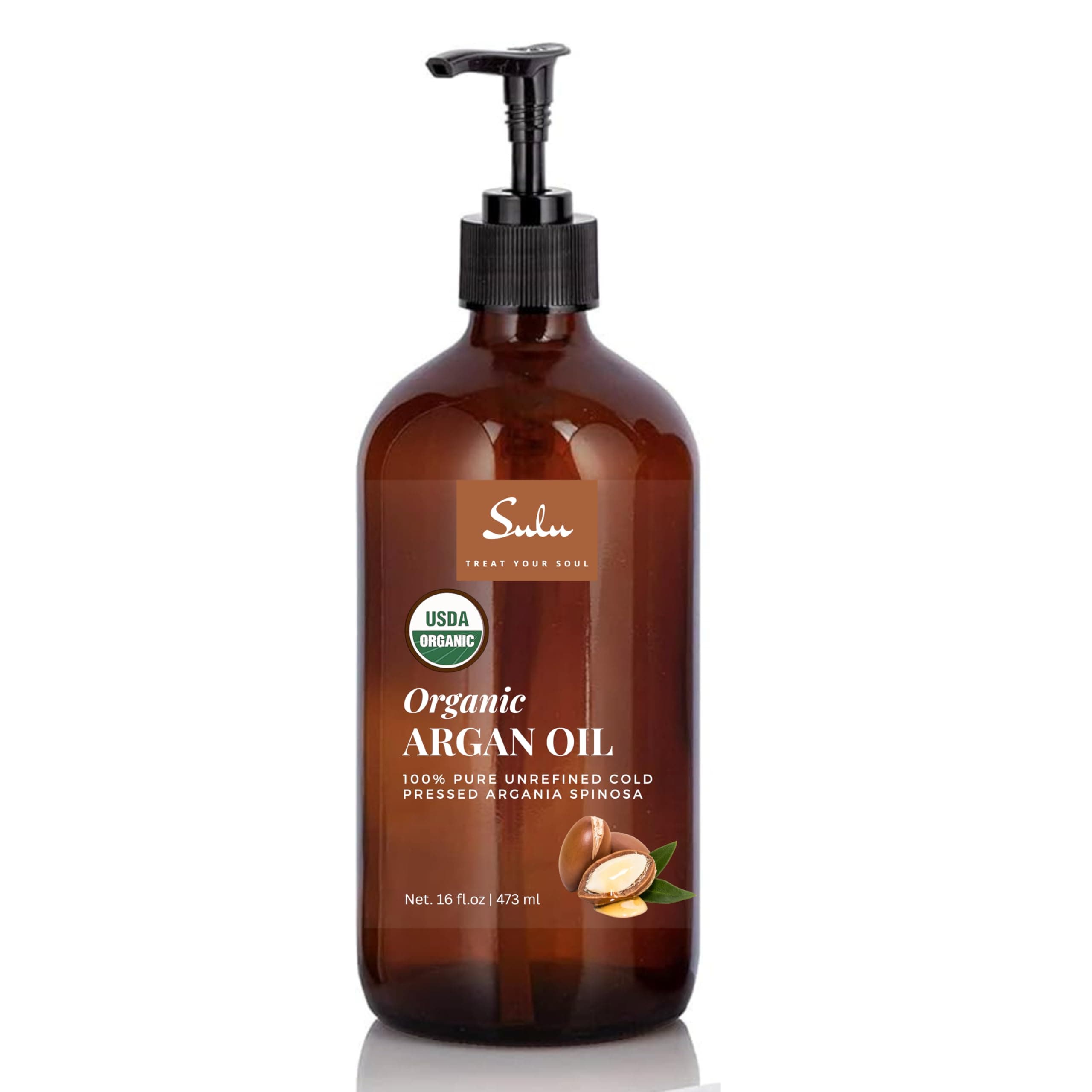 16 Ounces/ 473 ML Pure Certified Organic Cold Pressed Unrefined Extra Virgin Moroccan Argan Oil