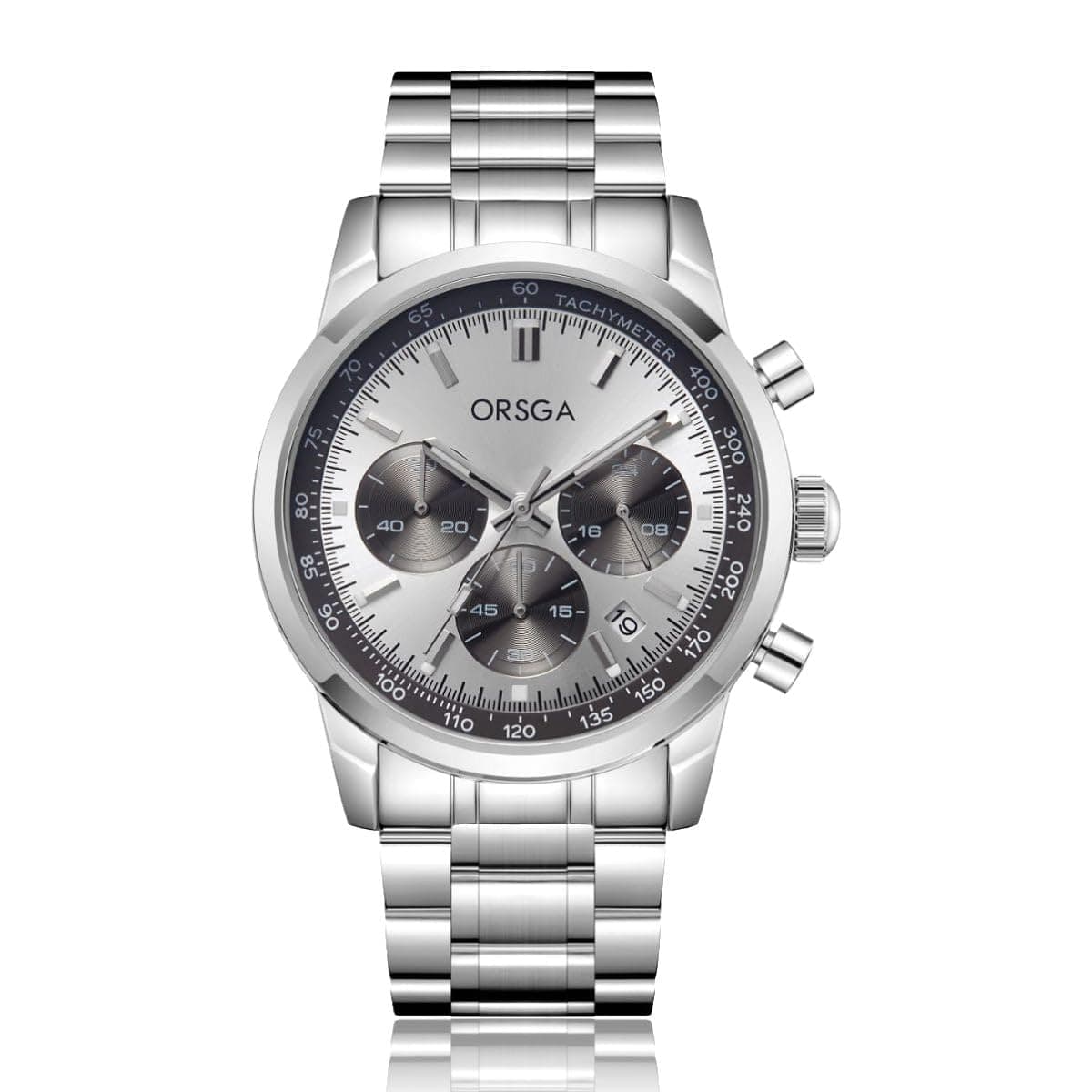 ZORION Men's Chronograph Watch - Luxury Stainless Steel Tachymeter Analog Watch with Date Display