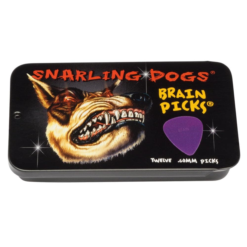 Snarling Dogs Brain Guitar Picks and Tin Box 1 Dozen .60 mm