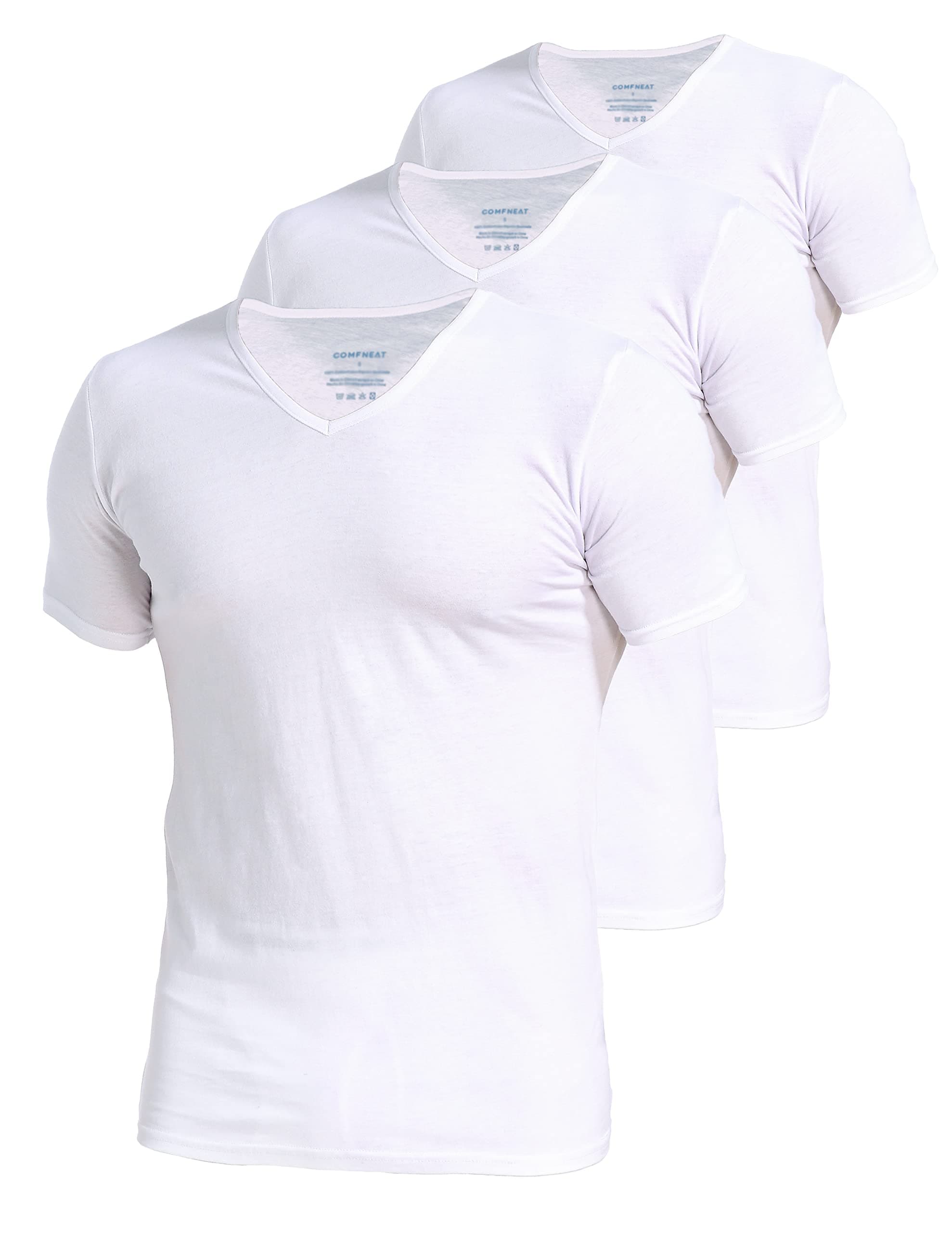 Men's 3-Pack Undershirts Stretchy Cotton Spandex T-Shirts V-Neck Shirts for Men
