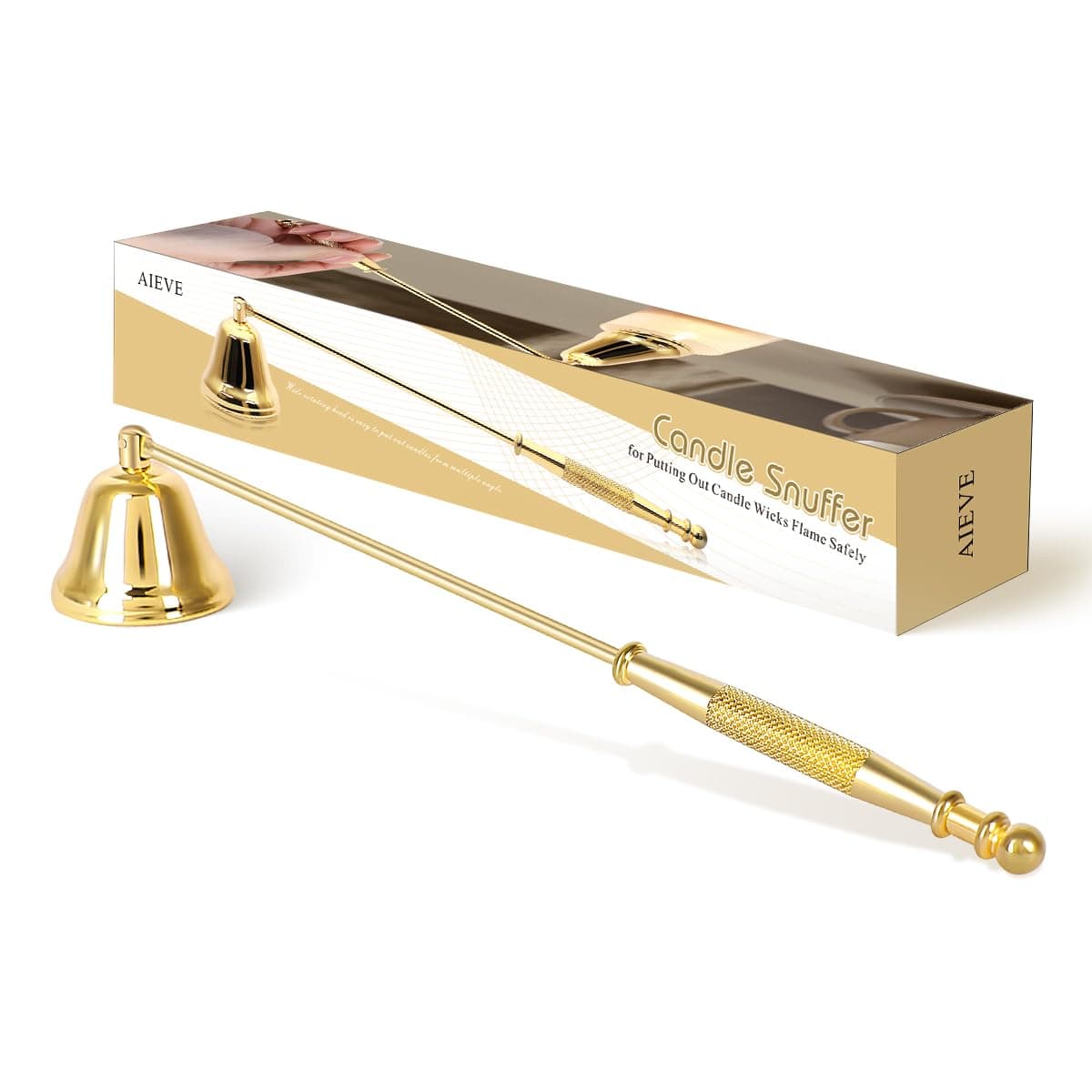 Aieve Candle Snuffer, Candle Accessories Candle Extinguisher Wick Snuffer Accessory with Long Handle, Automatic Candle Snuffer
