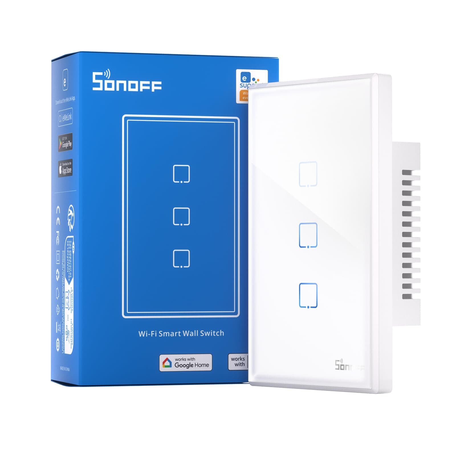 SONOFF TX WiFi Smart Wall Switches US (T2-3 Gang, White)