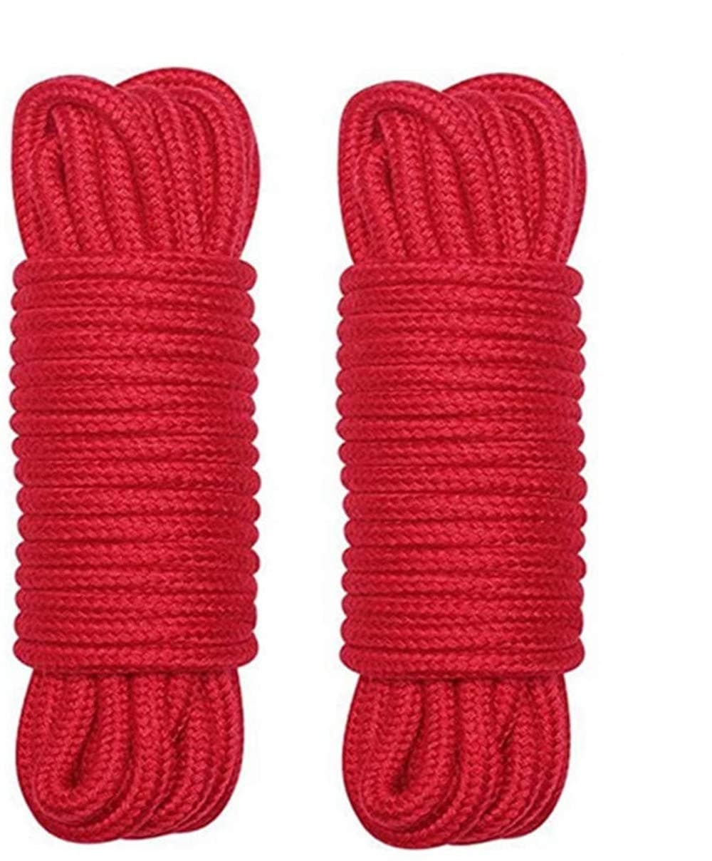 WUWYOUWL Soft Cotton Rope Cord, 2PCS 10 M/33 Feet 8 MM All Purpose Rope Craft Rope Thick Cotton Twisted Cord (red)