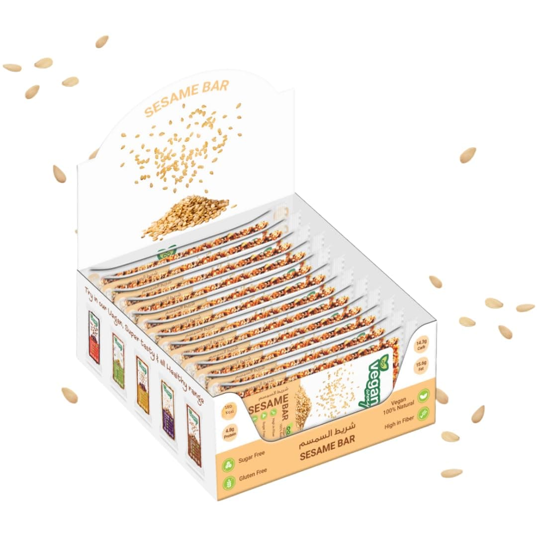– Vegan Way Sesame Granola Bars Dispenser with Flax Seeds and Dates | All Natural, Gluten Free – Crunchy Plant-Based Snack | Vegan | Superfood | Individually Wrapped Bars | 12 x 40g