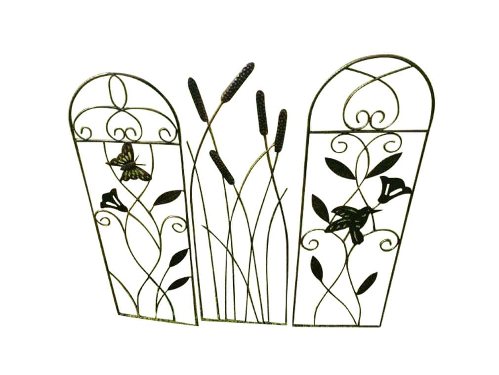 Cattail Garden Trellis 9" x 30" Iron Trellis for Climbing Plants Potted Vines Vegetables Vining Flowers Patio Metal Wire Lattices Grid Panels