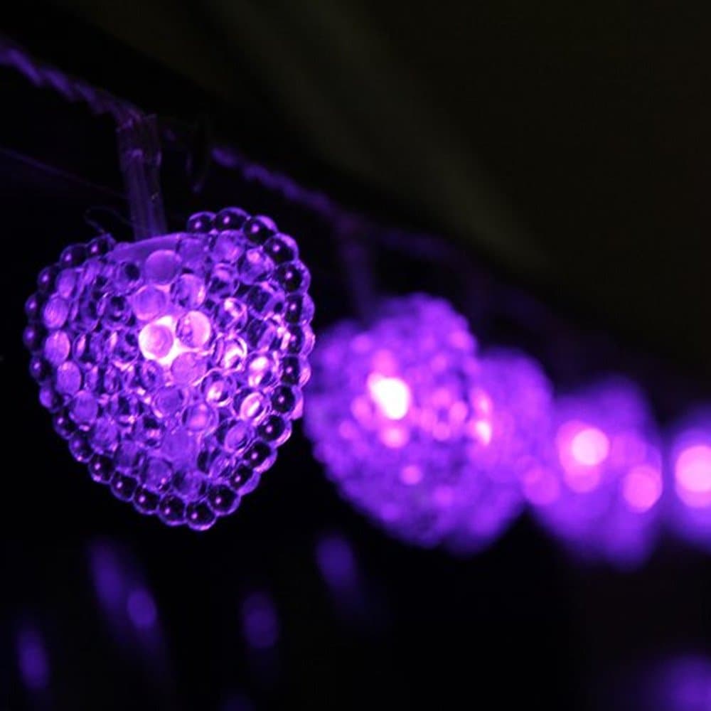 DASHUHUWAI(TM) LED Christmas string lights Purple Heart fairy Lights Battery operated for Indoor, Kid's Bedroom, Home, Xmas, Party, Wedding