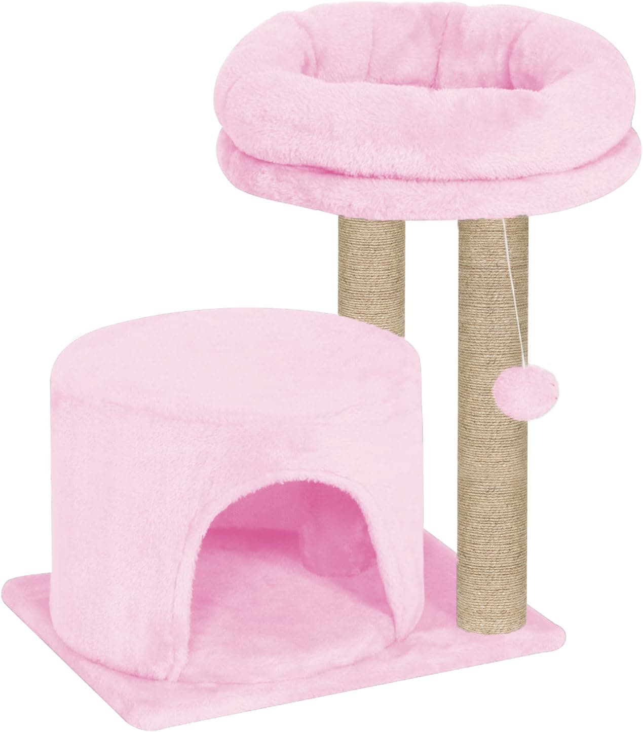 Cat Tree with Condo and Perch, 18 inch Height, 12 inch Condo, 16 inch Perch (Pink)