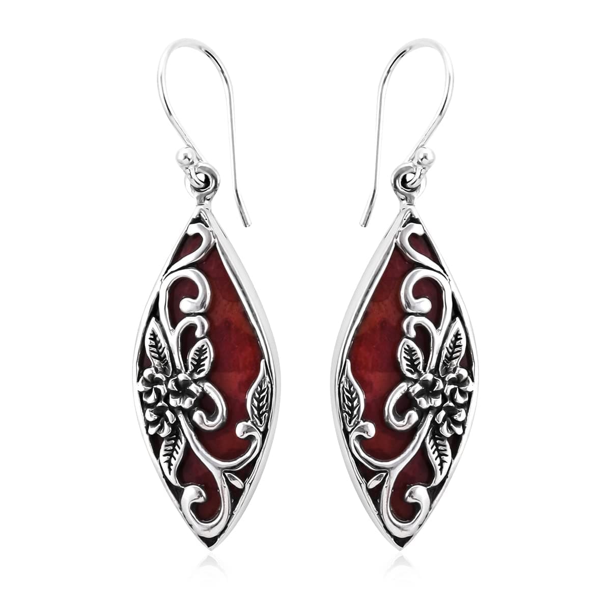 Shop LC Delivering JoyShop LC Red Coral Drop & Dangle Statement Earrings for Women 925 Sterling Silver Boho