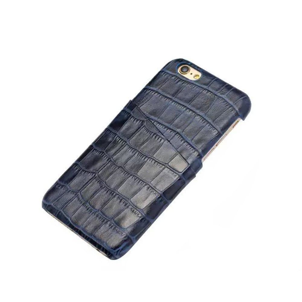 Duice iPhone 6 & 6S Case Luxury Genuine Cowhide Leather Phone Back Cover 1 Card Holder Slots, Crocodile Skin 3D Textured Feel For Apple iPhone 6s 4.7inch (Royal Blue)