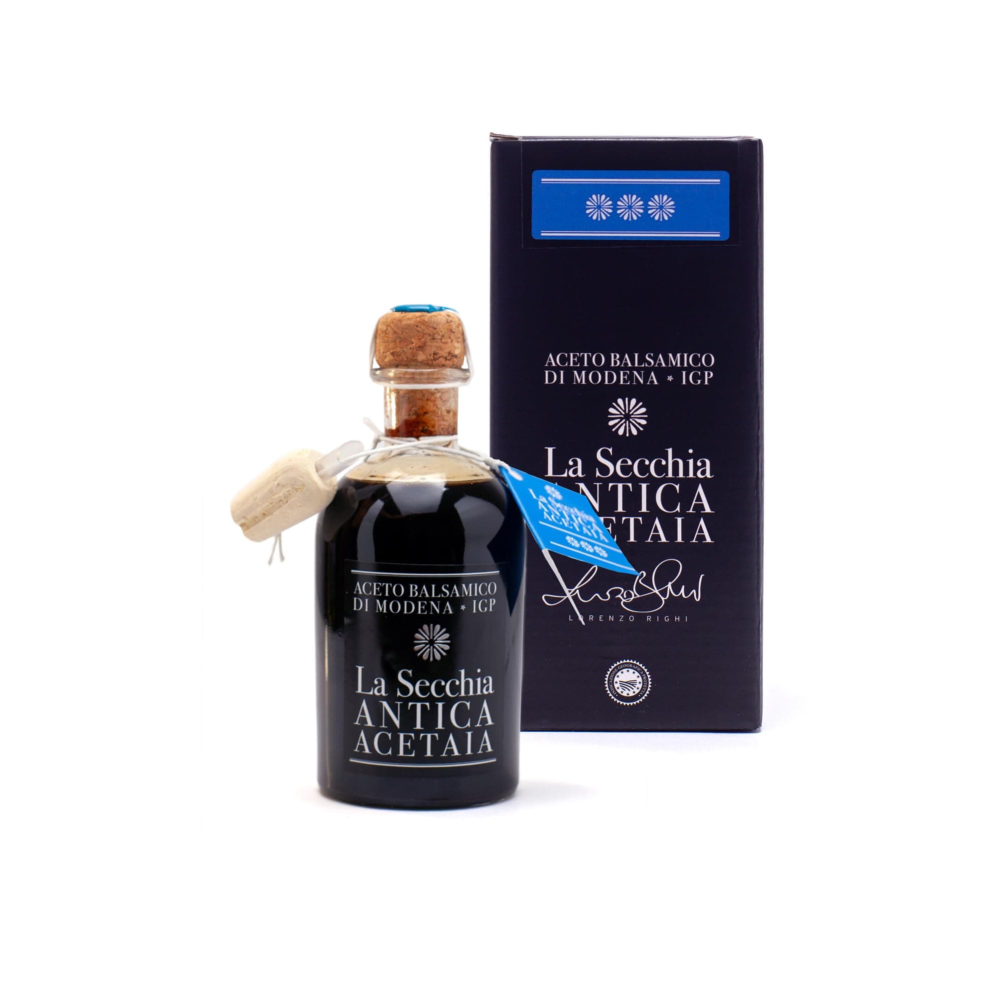 La Secchia - Balsamic Vinegar of Modena IGP "Three Stars", Aged in Twelve Small Cherrywood Barrels, Medium Density, 250 ml Bottle with Cork Dosing Cap, Italian Balsamico Modena
