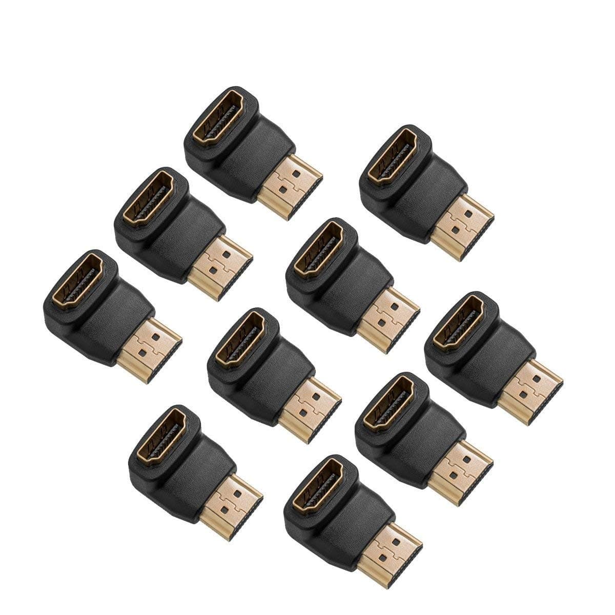 10 Packs of HDMI 90 Degree/Right Angle Connectors/Adapters