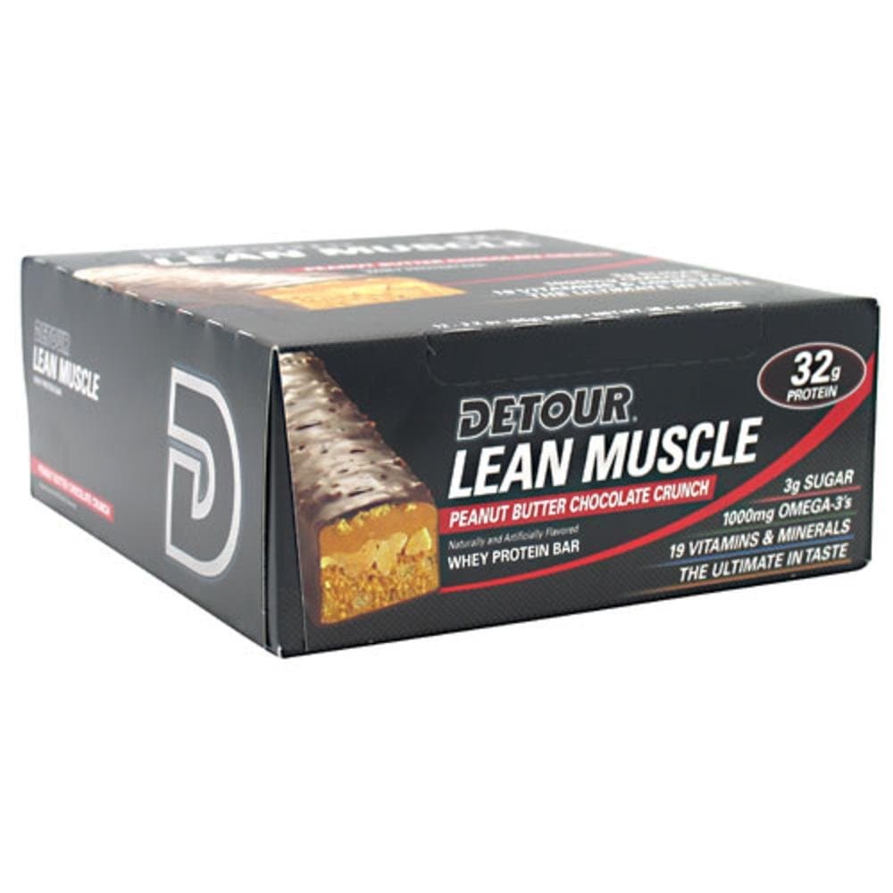 Detour Lean Muscle Whey Protein Bar, Peanut Butter Chocolate Crunch, 3.2 Ounce (Pack of 12)