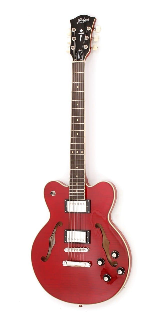 Hofner Verythin Standard Small Body Semi Hollow Transparent Red