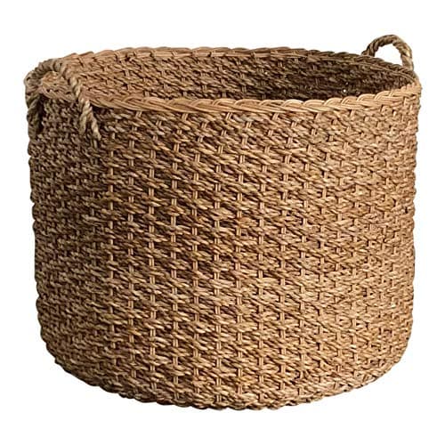 Wholestory Round Woven Wicker Banana Leaf Large Blanket Floor Storage Basket with Handles Perfect for Organizers