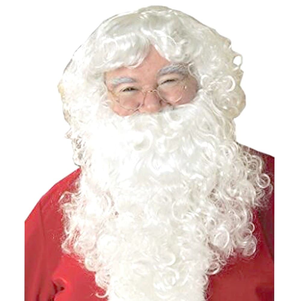 TopWigy Santa Wig and Beard Set, Costume 3 Pieces-White Wigs, Beard and Wig Cap for Christmas