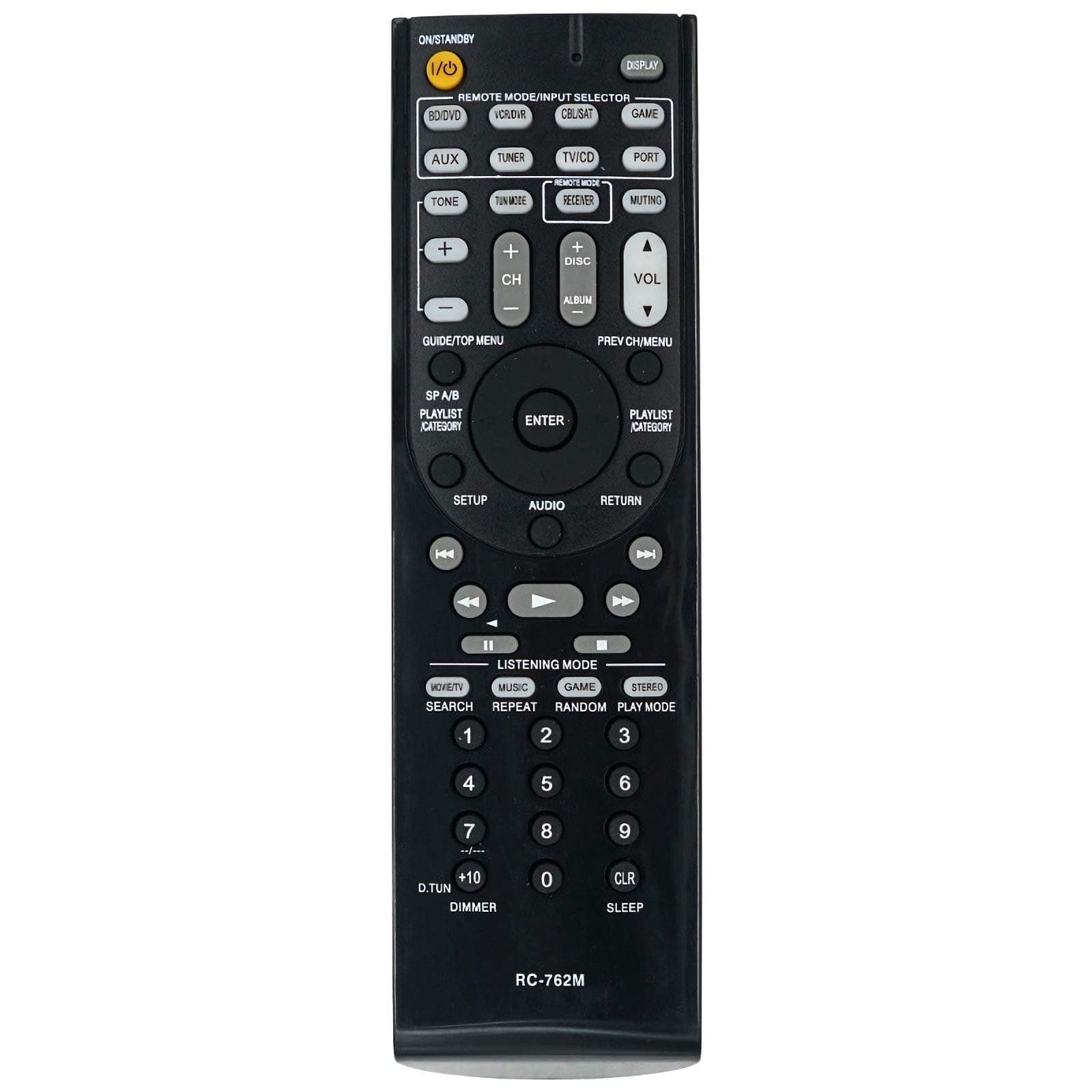 LeankleRemote Controller RC-762M for Onkyo AV Receivers AVX-280, AVX-290, HT-R280, HT-R290, HT-R380, HT-R390, HT-S3300, HT-S3400, HT-RC230, TX-SR308