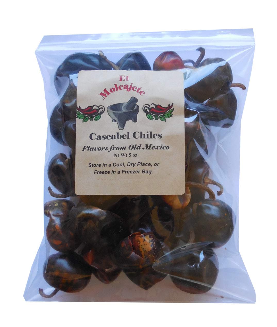 Cascabel Chiles Dried 4 Oz Resealable Bag ‐ Mexican Recipes, Chilis, Tamales, Salsa, Chili, Meats, Soups, Mole, Stews & BBQ by El Molcajete