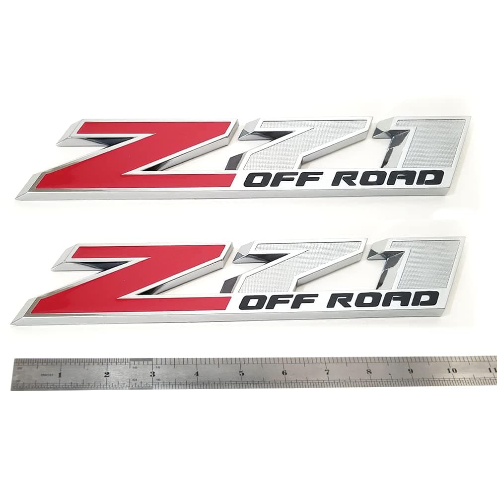 Yoaoo 2pcs OEM 10 Inches Big Chrome Z71 Off Road Emblems for Gmc Chevy Silverado Sierra Suburban 2500Hd Red