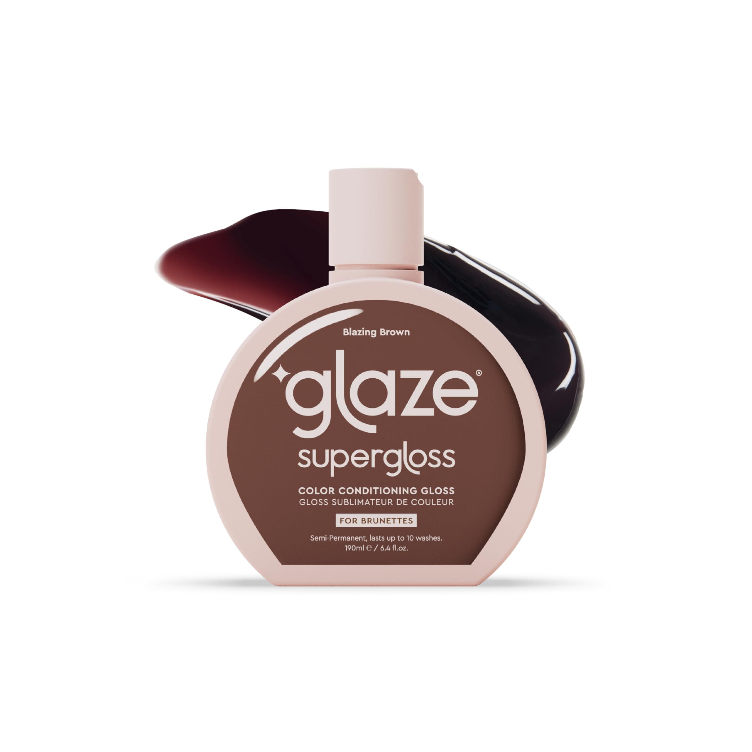 Glaze Supergloss Color Conditioning Gloss – Hydrating Semi-Permanent Color Hair Gloss & Shine Boost – Color Depositing Mask - Vegan, Cruelty-Free – 6.4 Fl Oz - Blazing Brown - Dark Cool Brown