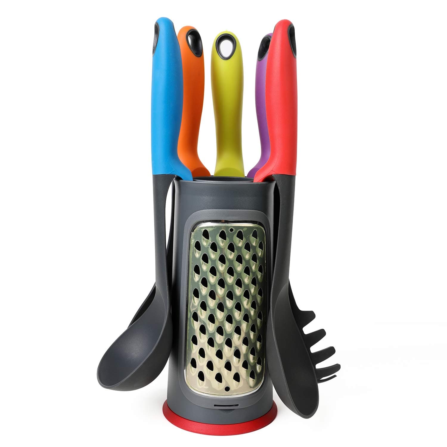 Kitchen Utensils Set Heat Resistant Nylon Silicone Cooking Utensils Nonstick Slotted Turner Spoon Skimmer Ladle Spaghetti Server with Multifunction Storage Holder