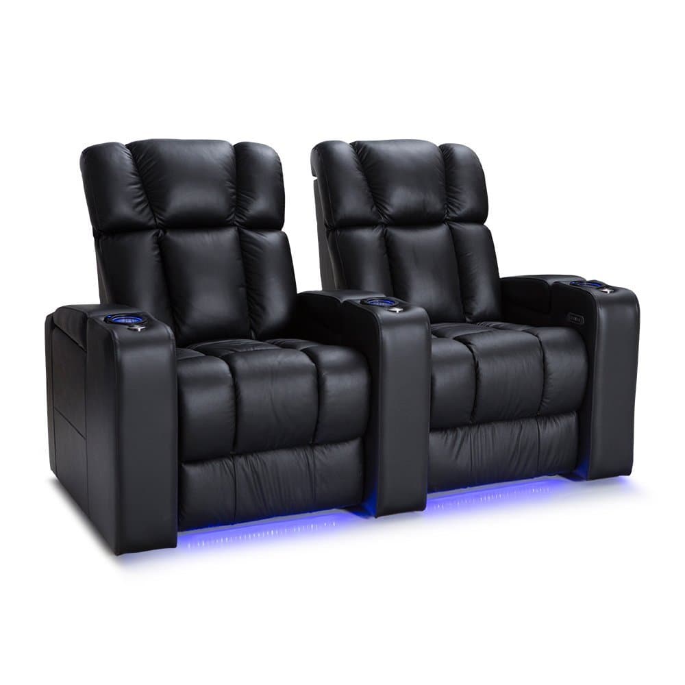 Palliser Collingwood Leather Home Theater Seating Power Recline - (Row of 2, Black)