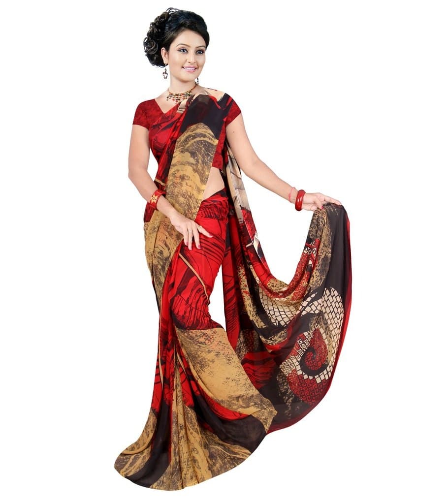 Fancy Weightless Georgette Printed Sarees With Blouse GF36