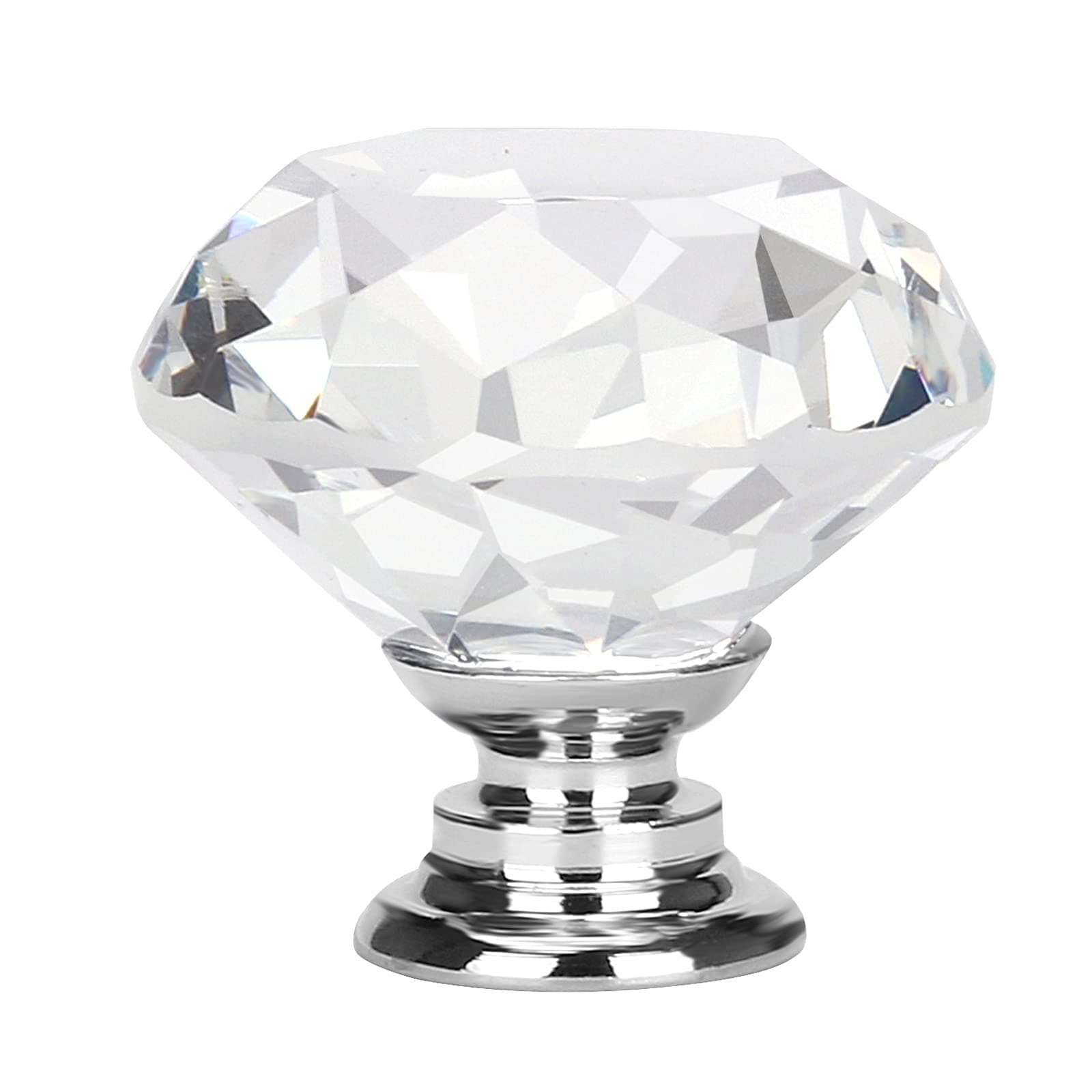 Fensing 9 Pcs 30MM Crystal Clear Glass Cabinet Dresser Knobs Diamond Shape Drawer Door Chrome Glass Cabinet Knobs Pull Handles for Home Office DIY (Clear)