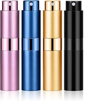 4PCS 8ML Refillable Perfume Atomizer Travel, Portable Mini Pocket Perfume Atomizer Bottle Spray for Women Mens Small Mister Spray Bottle for Travel Accessories