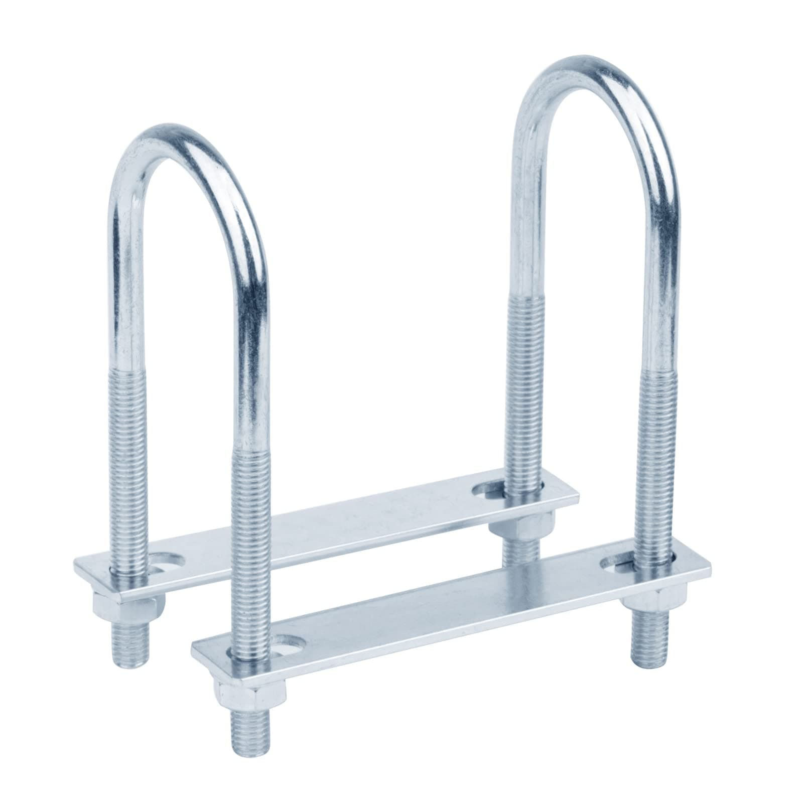 GBGS 2 Pcs Double U Bolt Clamp M10 x 2" x 5-1/2",Round Bend U Bolts Bracket Fits O.D. 2" Tube