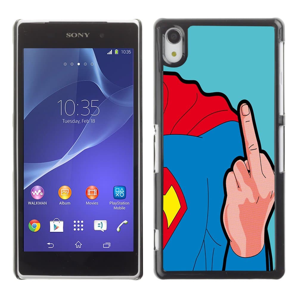 CaseLord Plastic Hard Case Cover for Sony Xperia Z2 / Funny Superhero Flips /