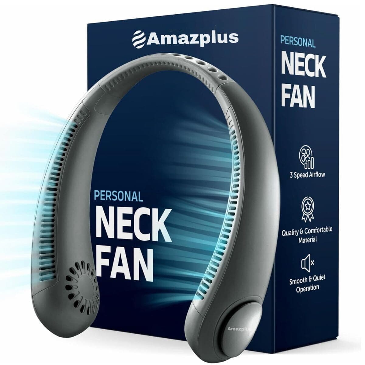 𝐀𝐌𝐀𝐙𝐏𝐋𝐔𝐒® (𝟏𝟓 𝐘𝐄𝐀𝐑𝐒 𝐖𝐀𝐑𝐑𝐀𝐍𝐓𝐘) Portable Neck Fan Rechargeable, 9000mAh Battery for Kitchen, Hands-Free Cooling Fan for Travel, Outdoor & Home, USB Charging Fan for Women & Men