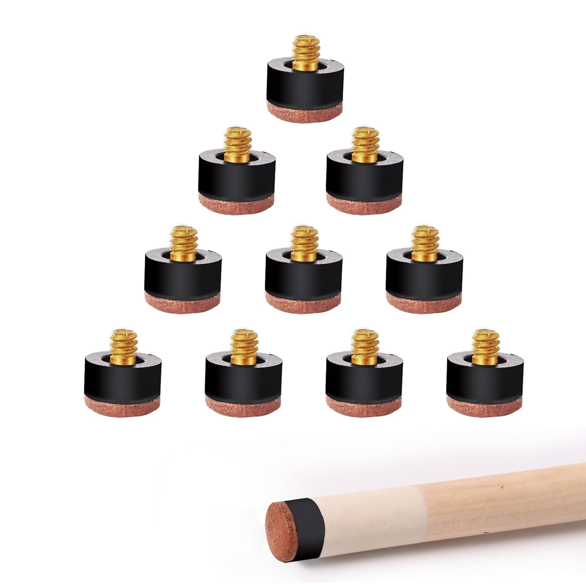 GSE Games & Sports Expert 10 Pieces 12mm/13mm Billiard Pool Tips, Soft/Hard Screw-on Tips Replacement or White Pool Cue Stick Nylon Ferrules Replacement