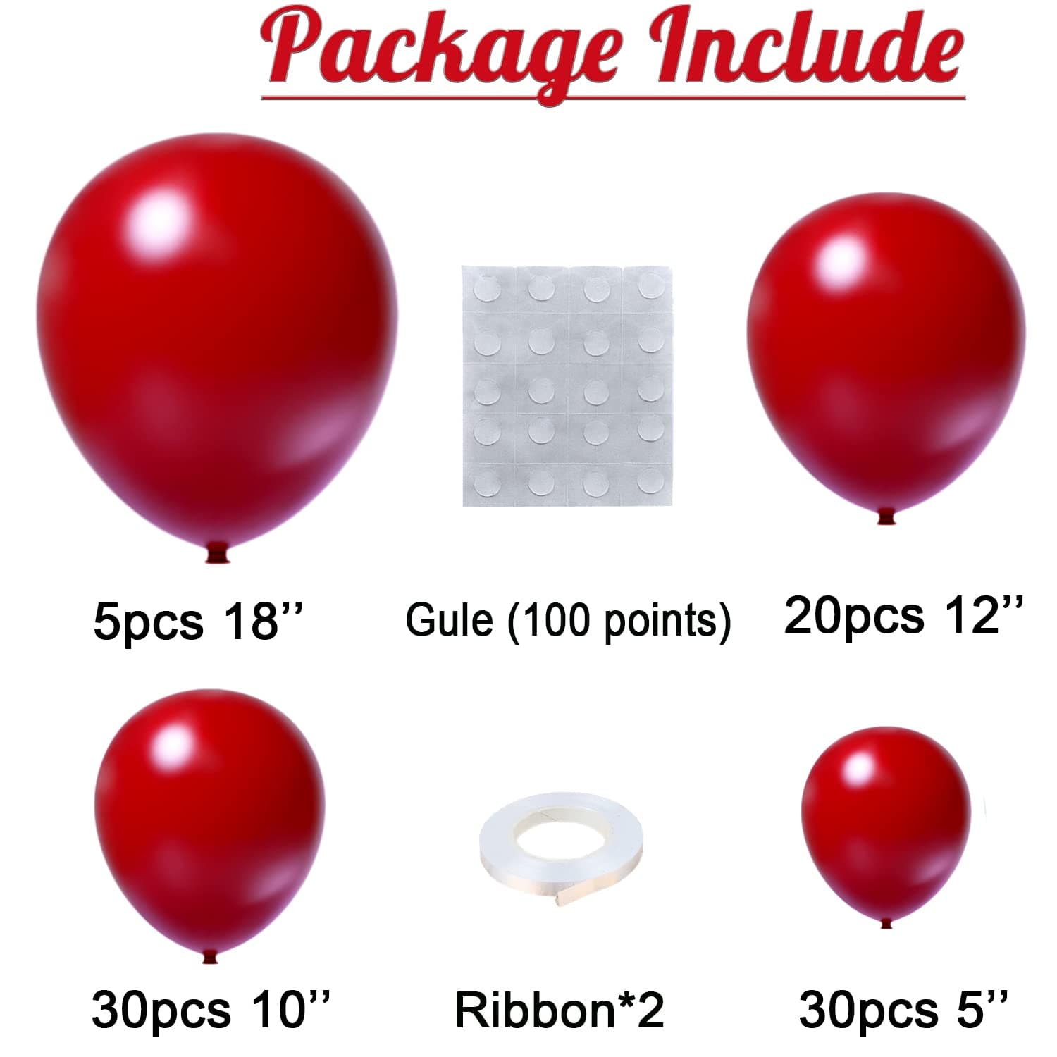 Red Balloons 85 pcs Red Balloons Garland Arch Kit 5 inch +10 inch +12 inch +18 inch Different Sizes Matte Red Latex Balloons for Red Party Decorations Baby Shower Wedding Birthday Party Decorations