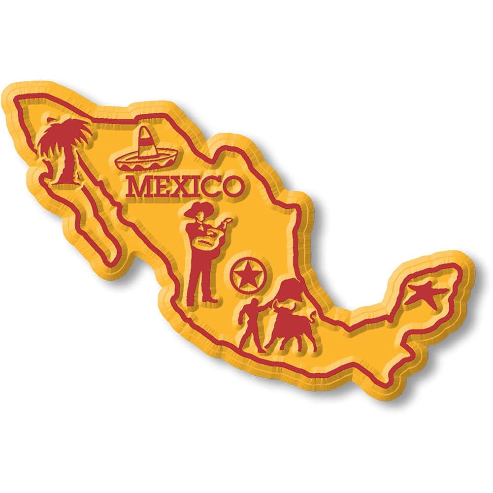 Mexico Small Map Magnet by Classic Magnets, 3D Rubber Vintage-Style Collectible Souvenirs and Gifts Made in The USA