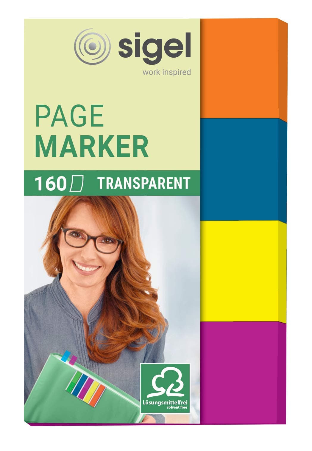 SIGEL HN614 Transparent Index Page Markers, 4 x 40 strips, blue/pink/yellow/orange