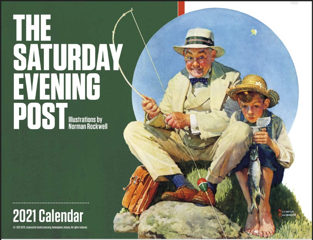 Norman Rockwell Saturday Evening Post 2021 Hanging Wall Calendar - 19" x 11" (Open) 2021 Monthly Appointment Planner and Organizer. Covers of The Saturday Evening Post by Norman Rockwell