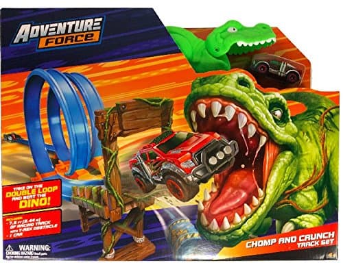 Double Loop Dino Chomp Racing Track Set - T Rex Obstacle