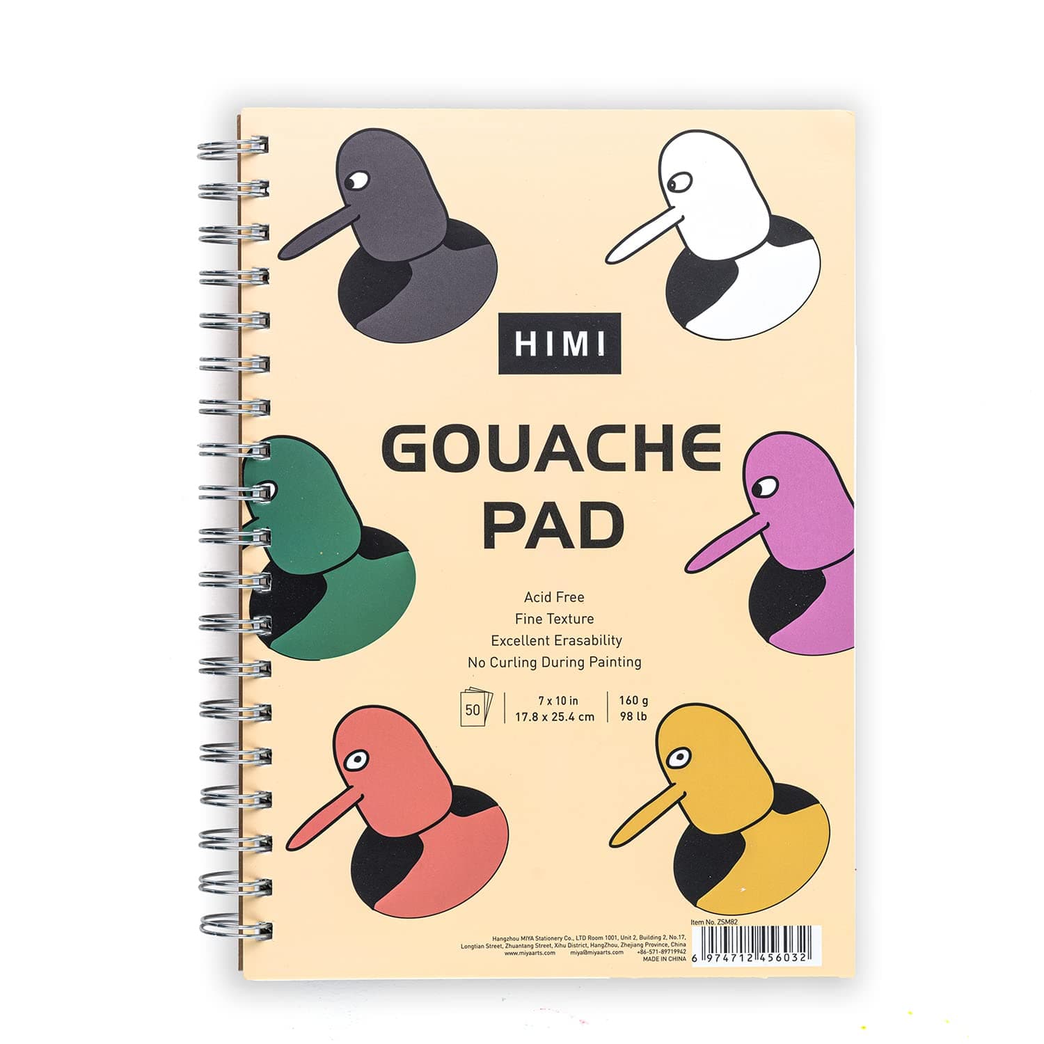 HIMI GOUACHE PAD, 7''*10'' 160G*50PCS, BIRD