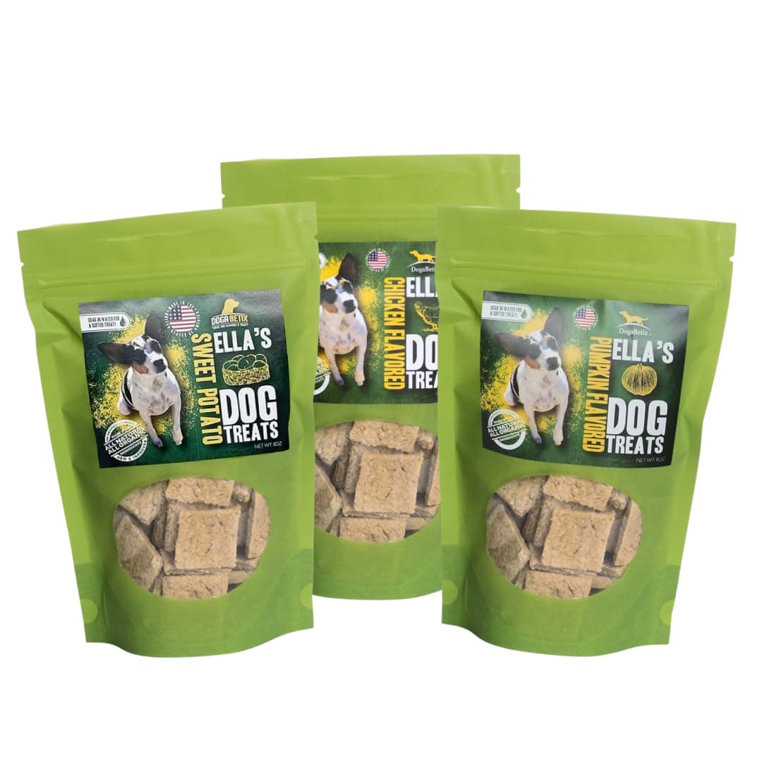 Ella's Diabetic Dog Treats 24 oz - 3 Flavors -Low Glycemic Ingredients - Vet Approved - Made in USA by Owners of Diabetic Dogs - Designed to Help Keep Sugar Levels Balanced