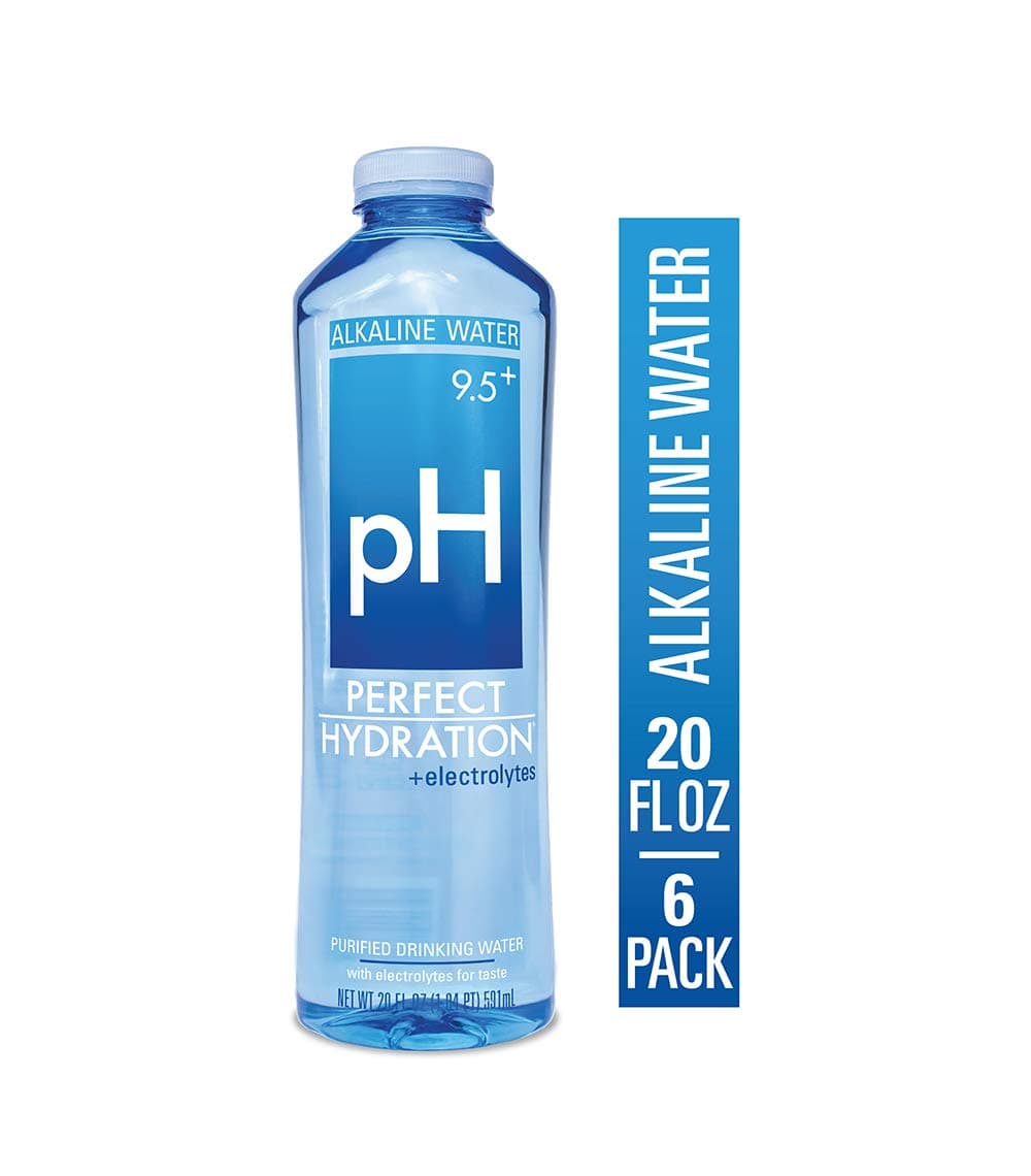 Perfect Hydration Alkaline Water, 9.5+ pH (20 Fl. Oz (Pack of 6)) | Ultra Purified, Electrolyte Enhanced Drinking Water