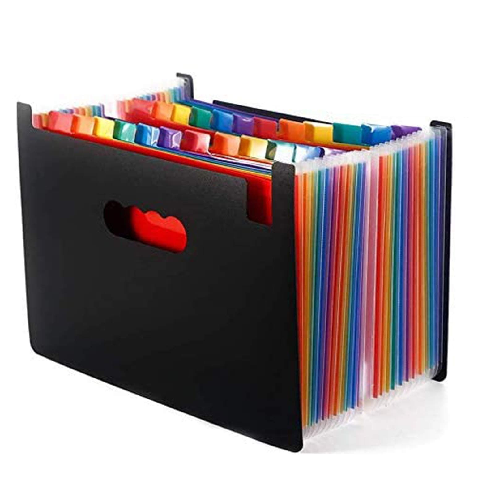 24 Pockets High Capacity Multicolour Accordian File Organizer Portable Stand Expandable Business Accordian Folders Plastic A4 Letter Size Expanding File Folder